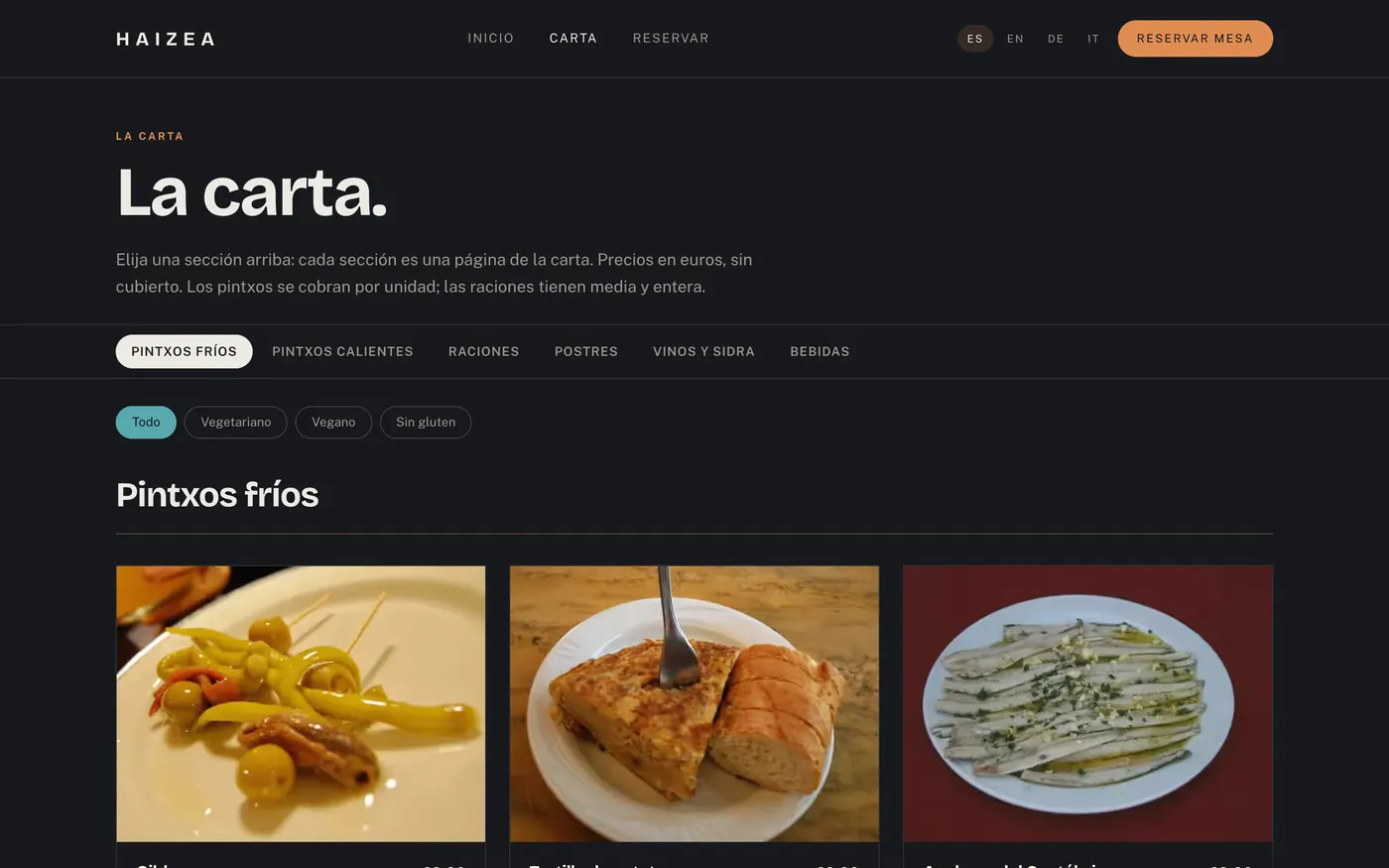 Haizea: schermata Menu